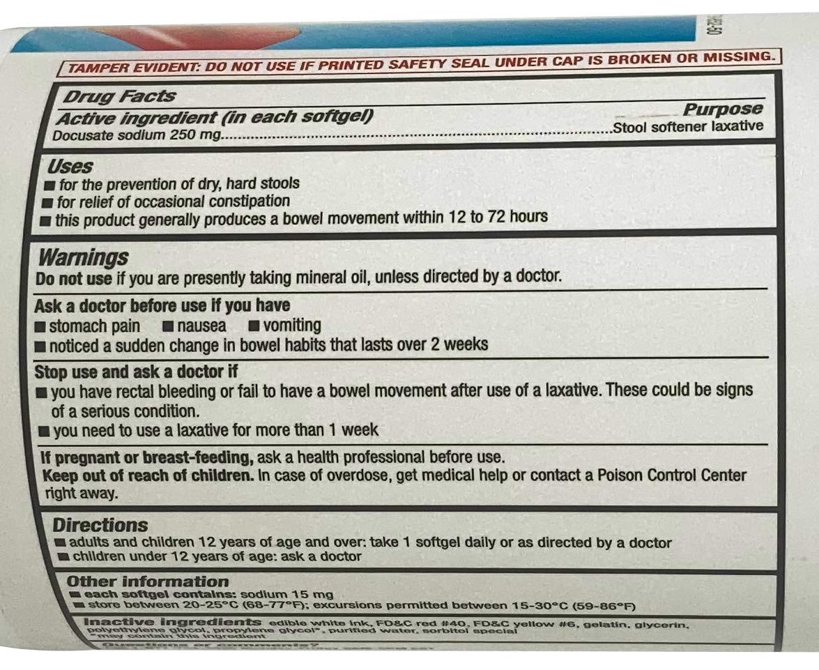 CVS Health gélules Docusate 250 mg sans stimulant pour un transit plus doux