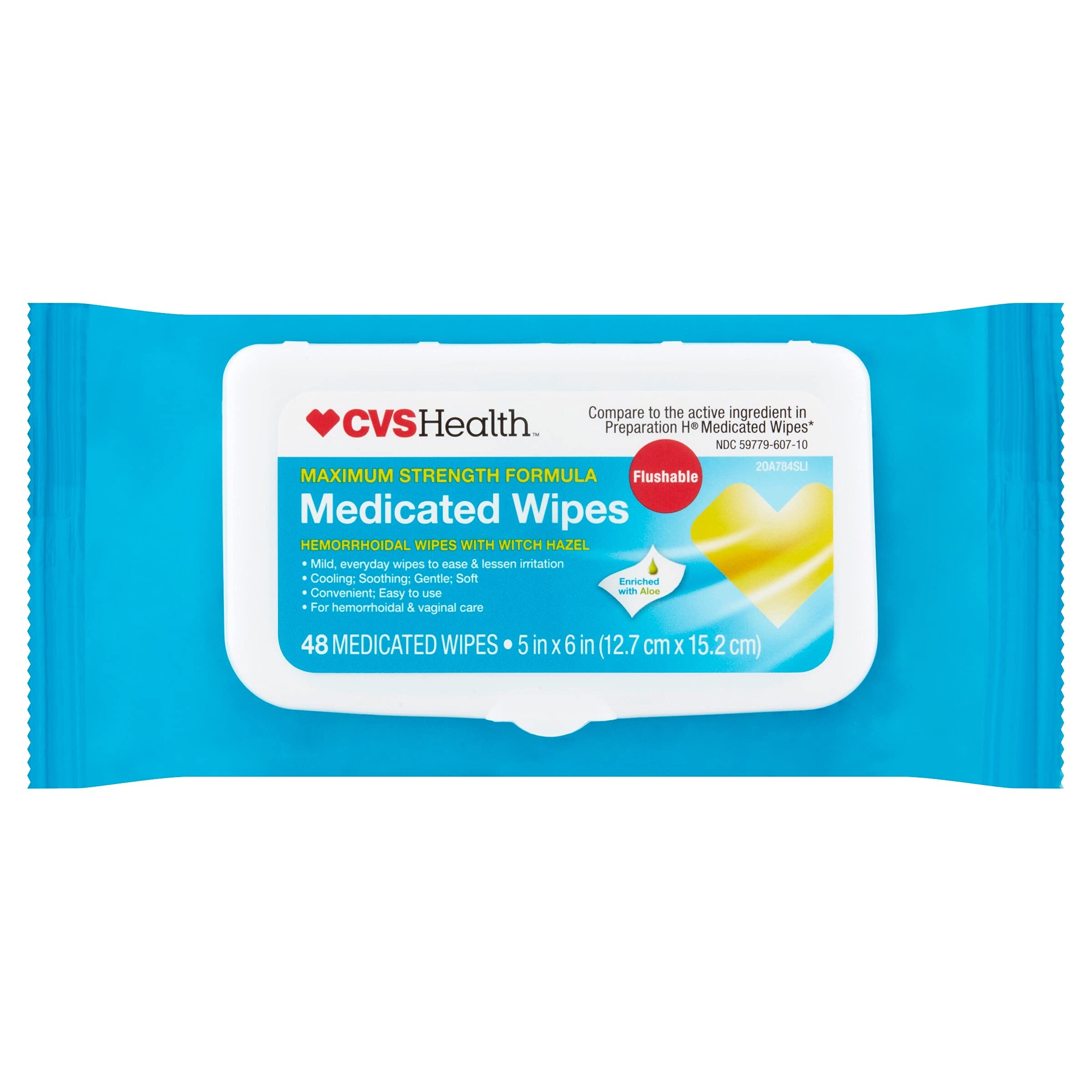 CVS Health lingettes médicamenteuses 48, paquet compact pour une utilisation discrète.
