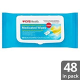 CVS Health lingettes médicamenteuses 48, soin doux pour peau sensible.