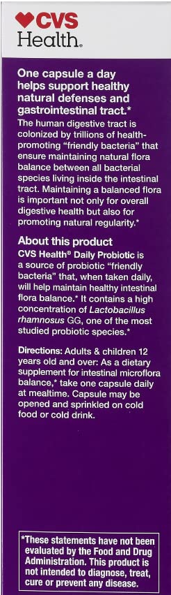Gélules CVS Probiotique sans gluten, sans lait et sans soja.