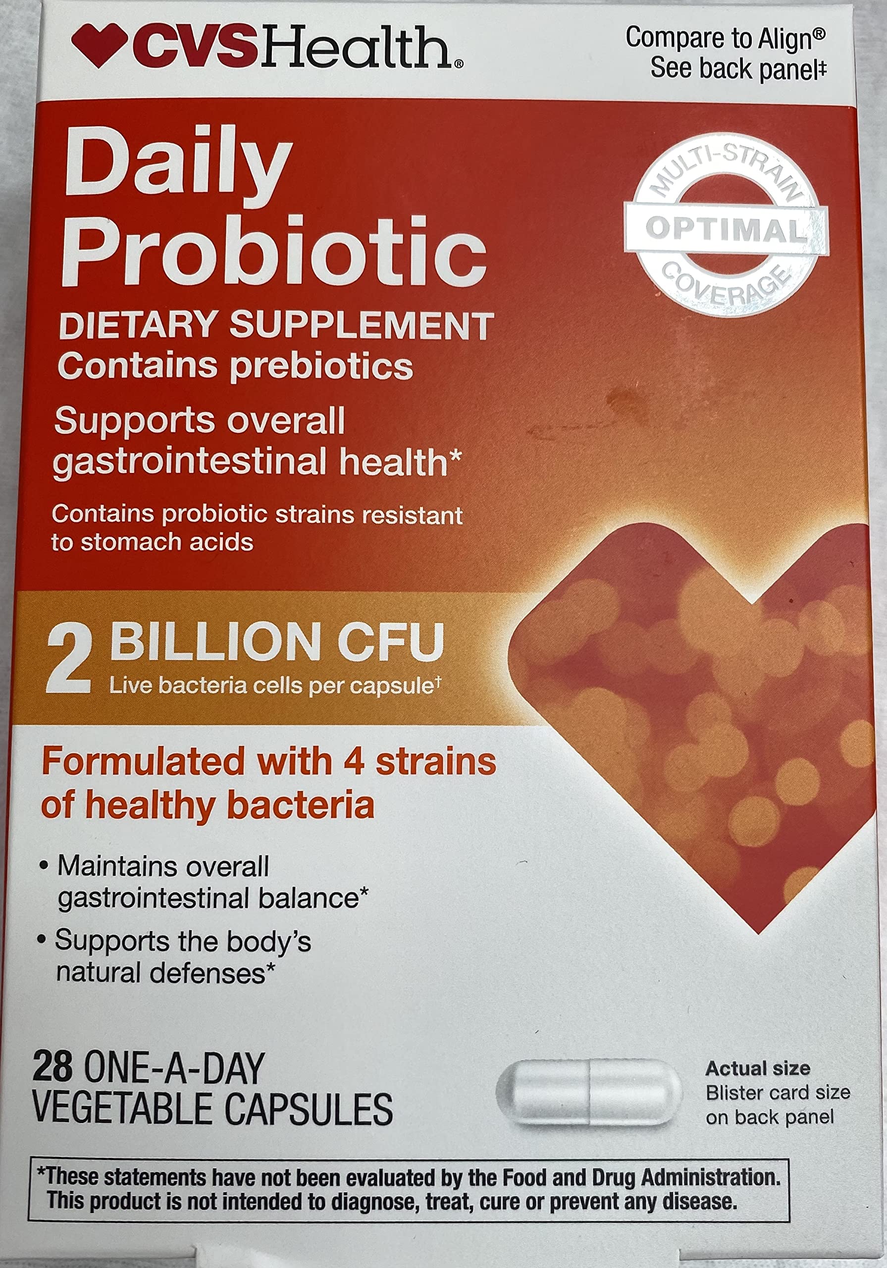 CVS Health probiotiques digestifs – gélules végétales, soutien potentiel à l'équilibre intestinal.
