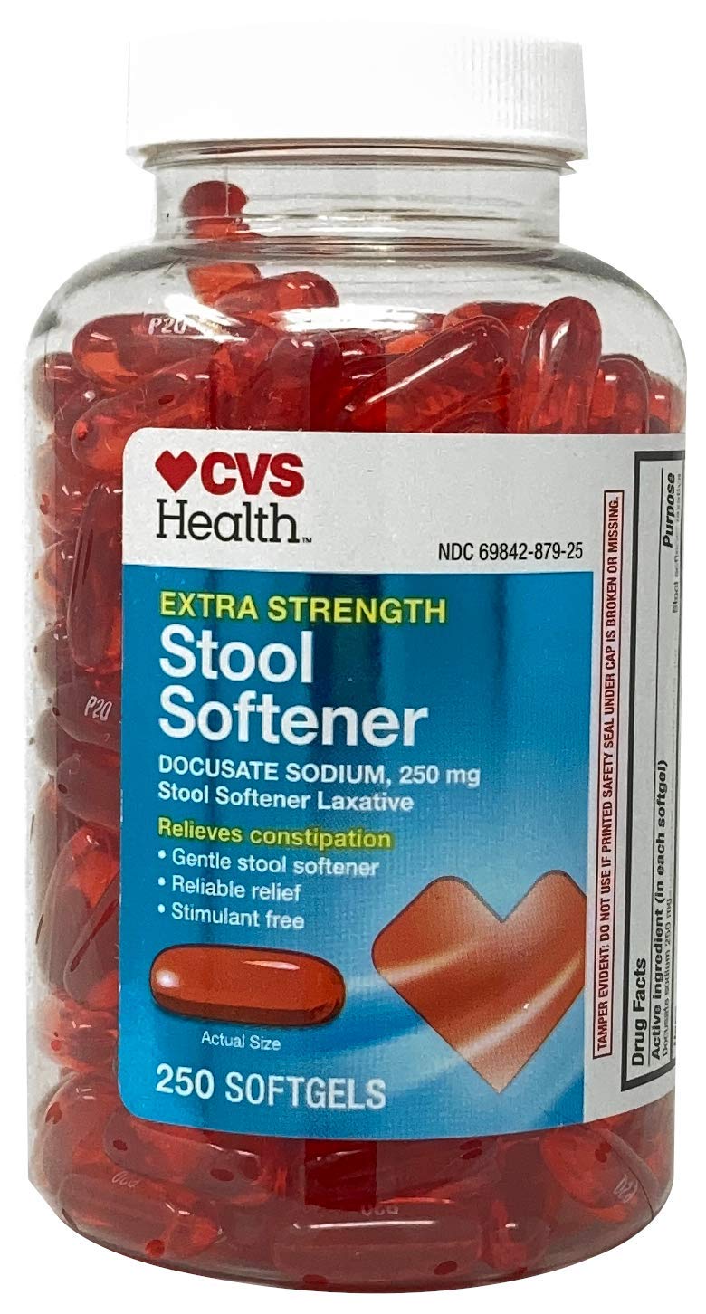 CVS Health émollissant des selles, bouteille de gélules pour confort intestinal potentiel.