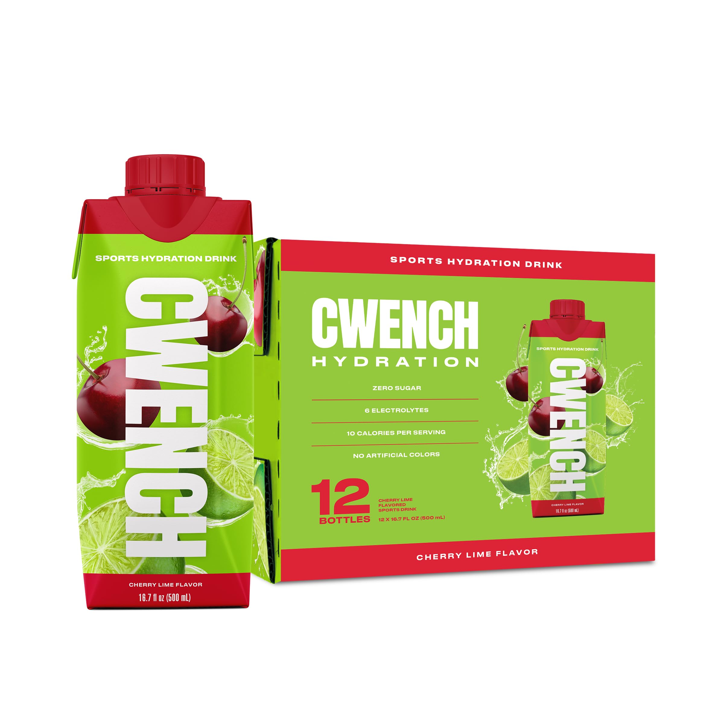 CWENCH HYDRATION boisson électrolytique cerise citron vert prête à boire, hydratation quotidienne