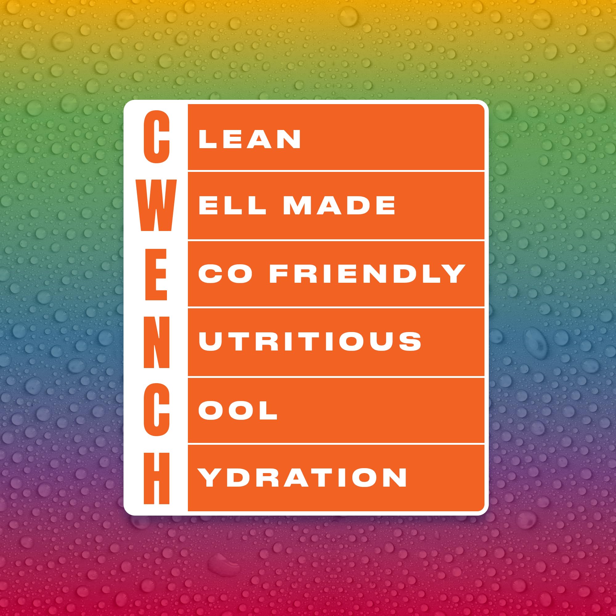 CWENCH HYDRATION Bouteille arôme arc-en-ciel — parfaite pour hydratation en déplacement.