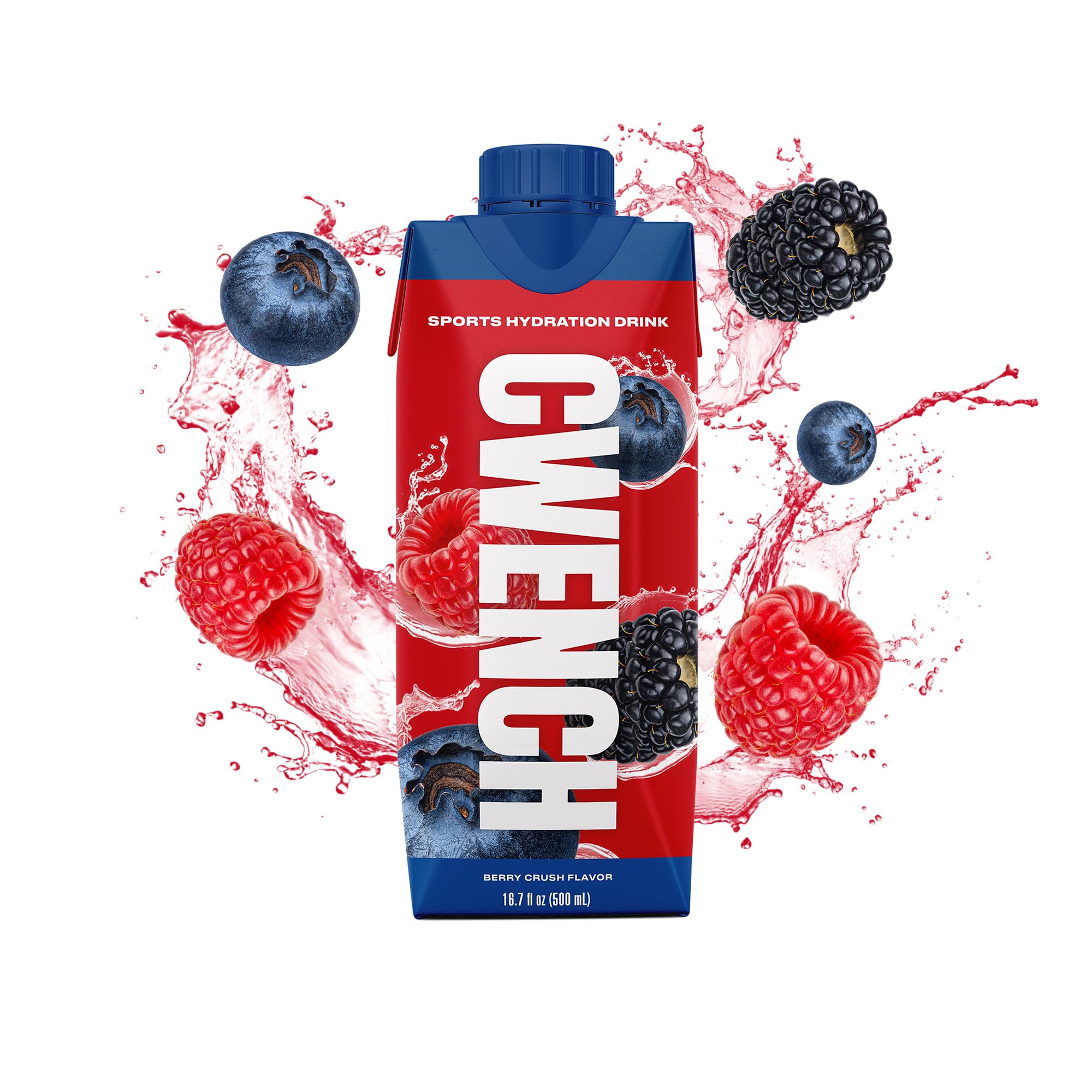 CWENCH Hydration Berry Crush — emballage Tetra Pak écoresponsable et facile à stocker