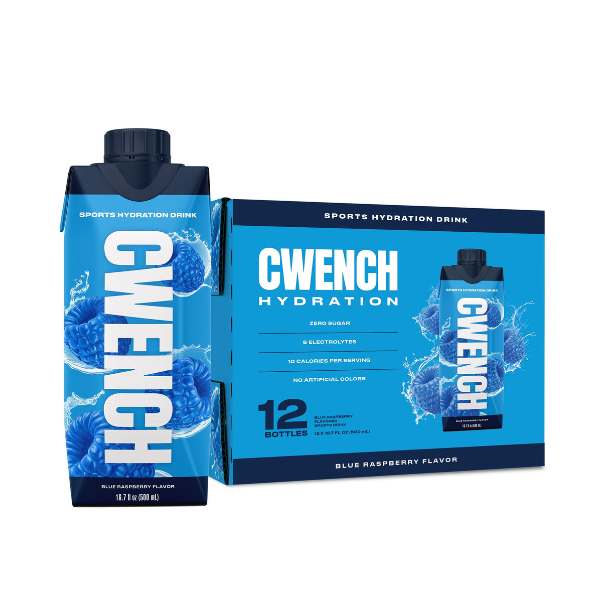 CWENCH HYDRATION: bouteille électrolytes bleu framboise pour hydratation quotidienne rafraîchissante