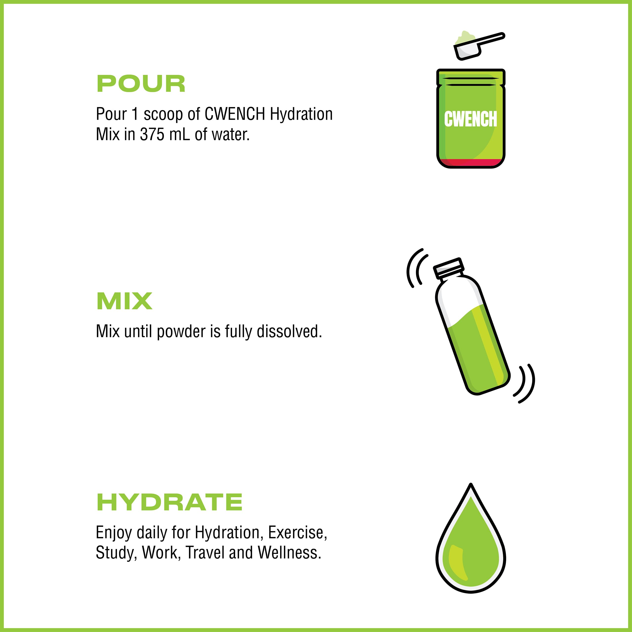 CWENCH HYDRATION doseur-portion, dosage précis en déplacement