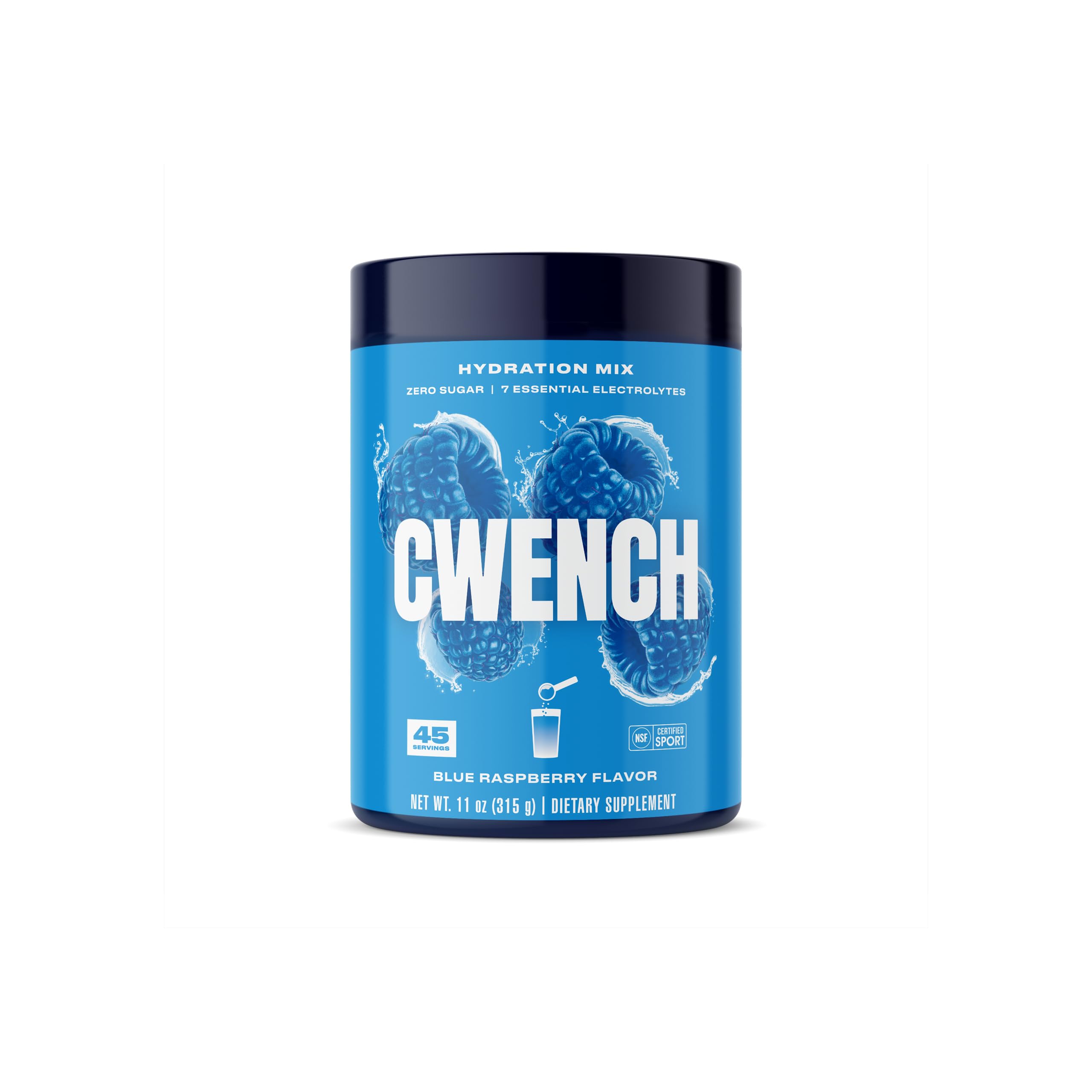 CWENCH Hydration poudre électrolyte framboise bleue, hydratation rapide pendant l’entraînement.