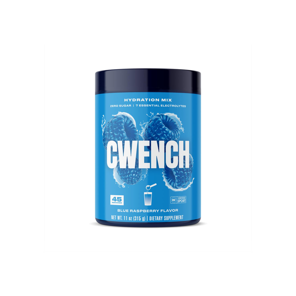 CWENCH Hydration poudre électrolyte framboise bleue, hydratation rapide pendant l’entraînement.