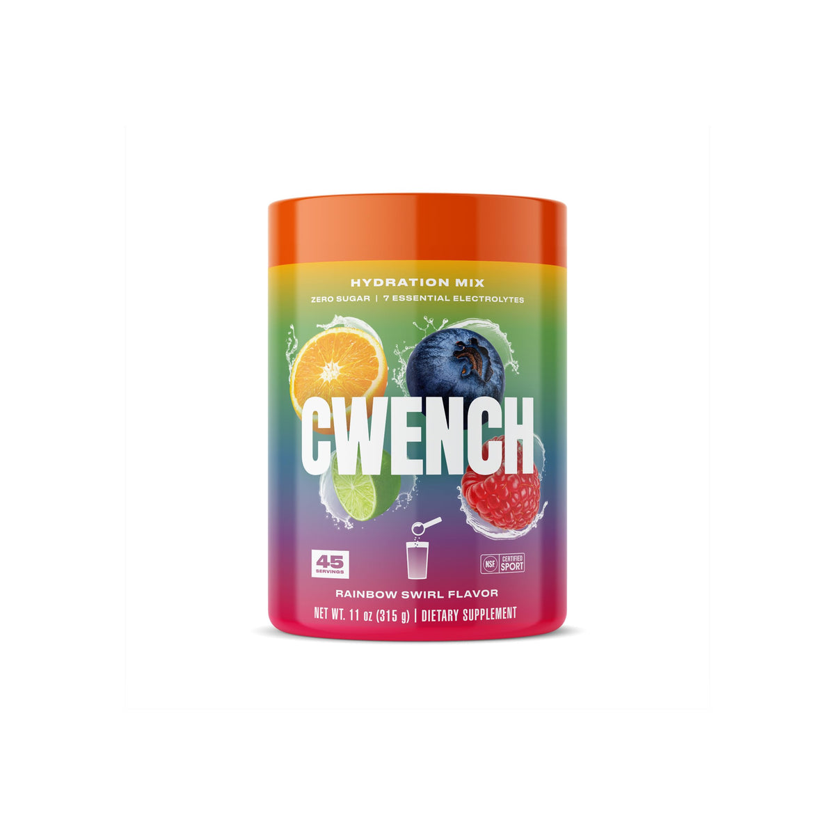 CWENCH HYDRATION Rainbow Swirl: bouteille 11oz prête à l hydratation sans sucre