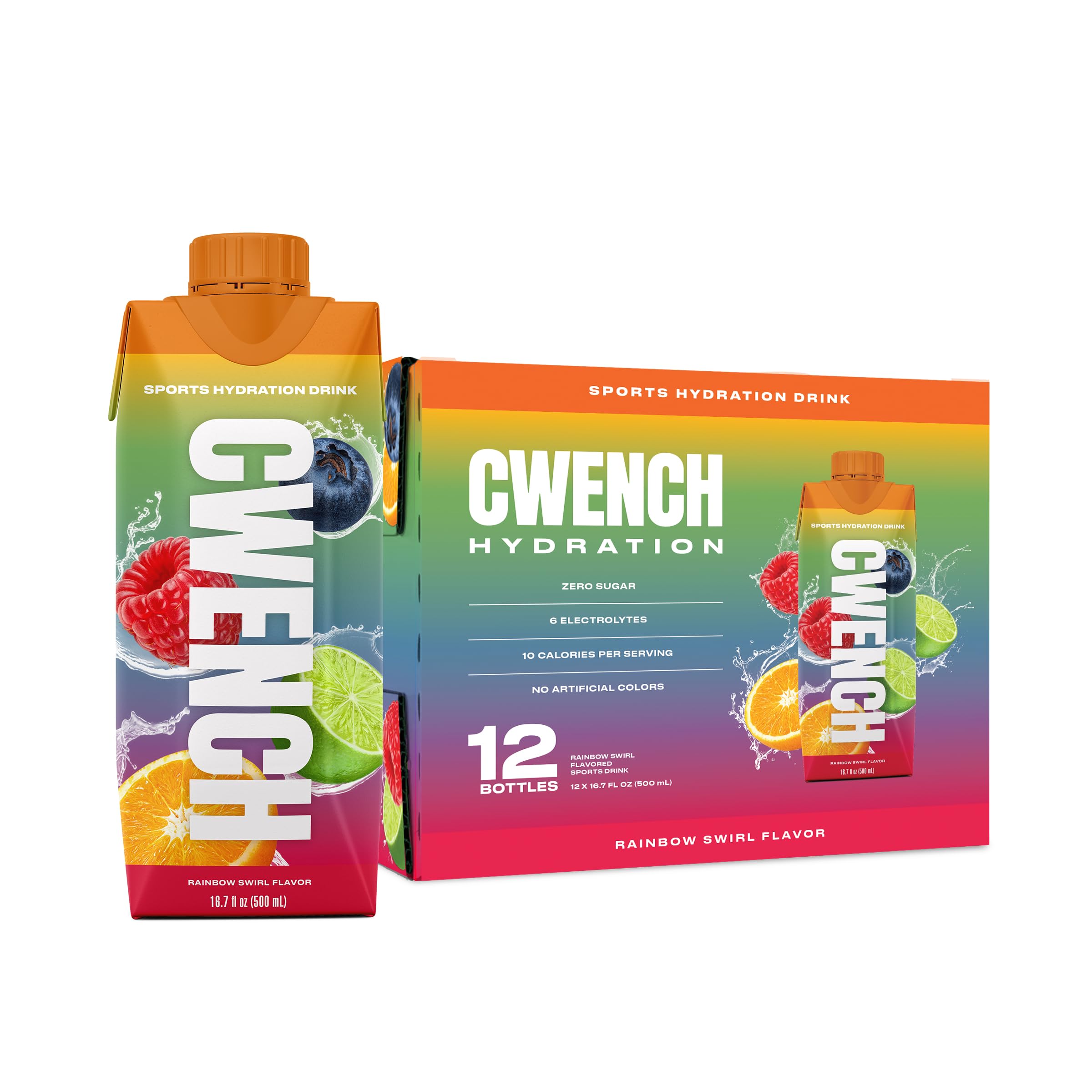 CWENCH HYDRATION Rainbow Swirl — Bouteille colorée idéale pour une hydratation quotidienne rafraîchissante.