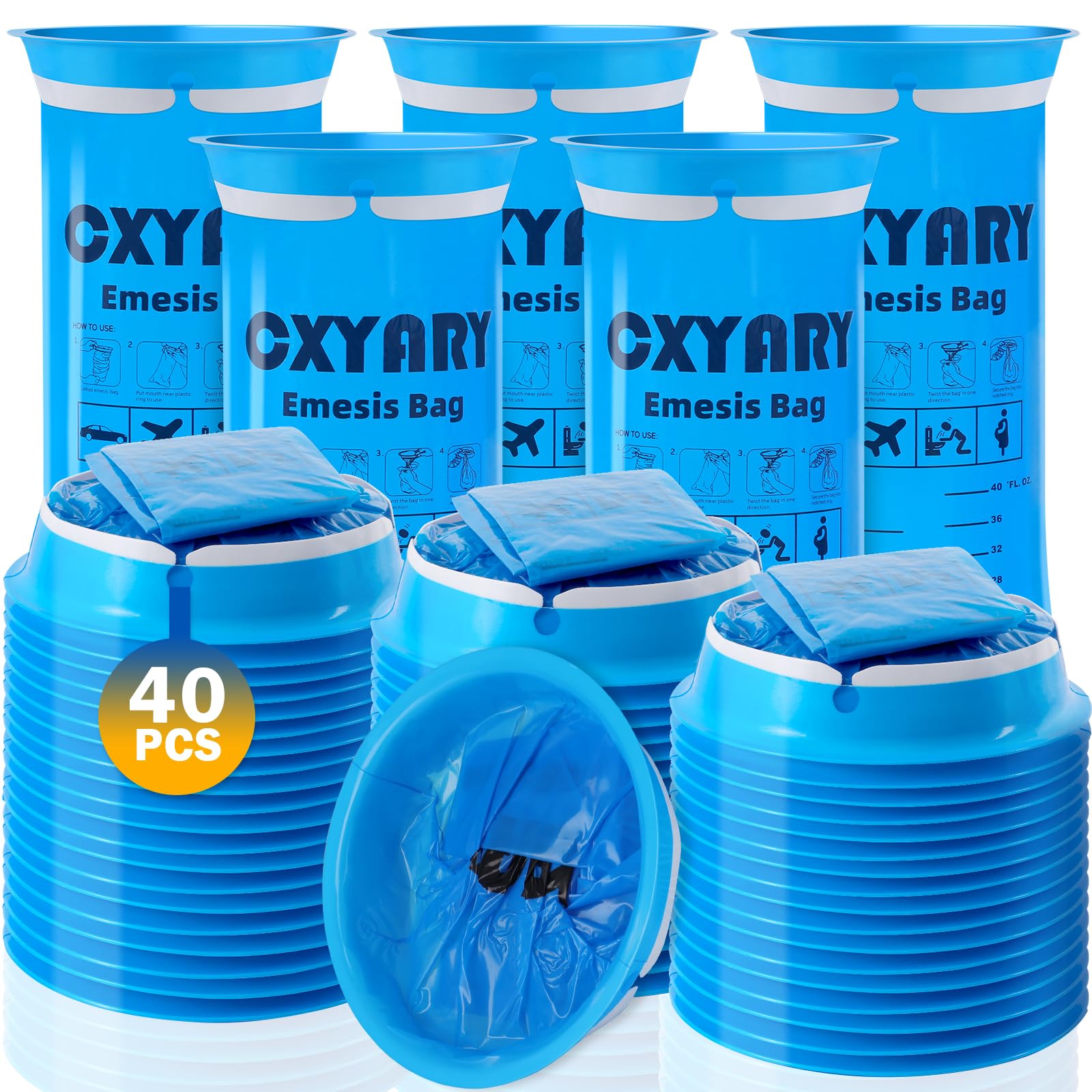 Sac d'émèse jetable CXYARY 40 packs, pratique pour déplacements et voyages