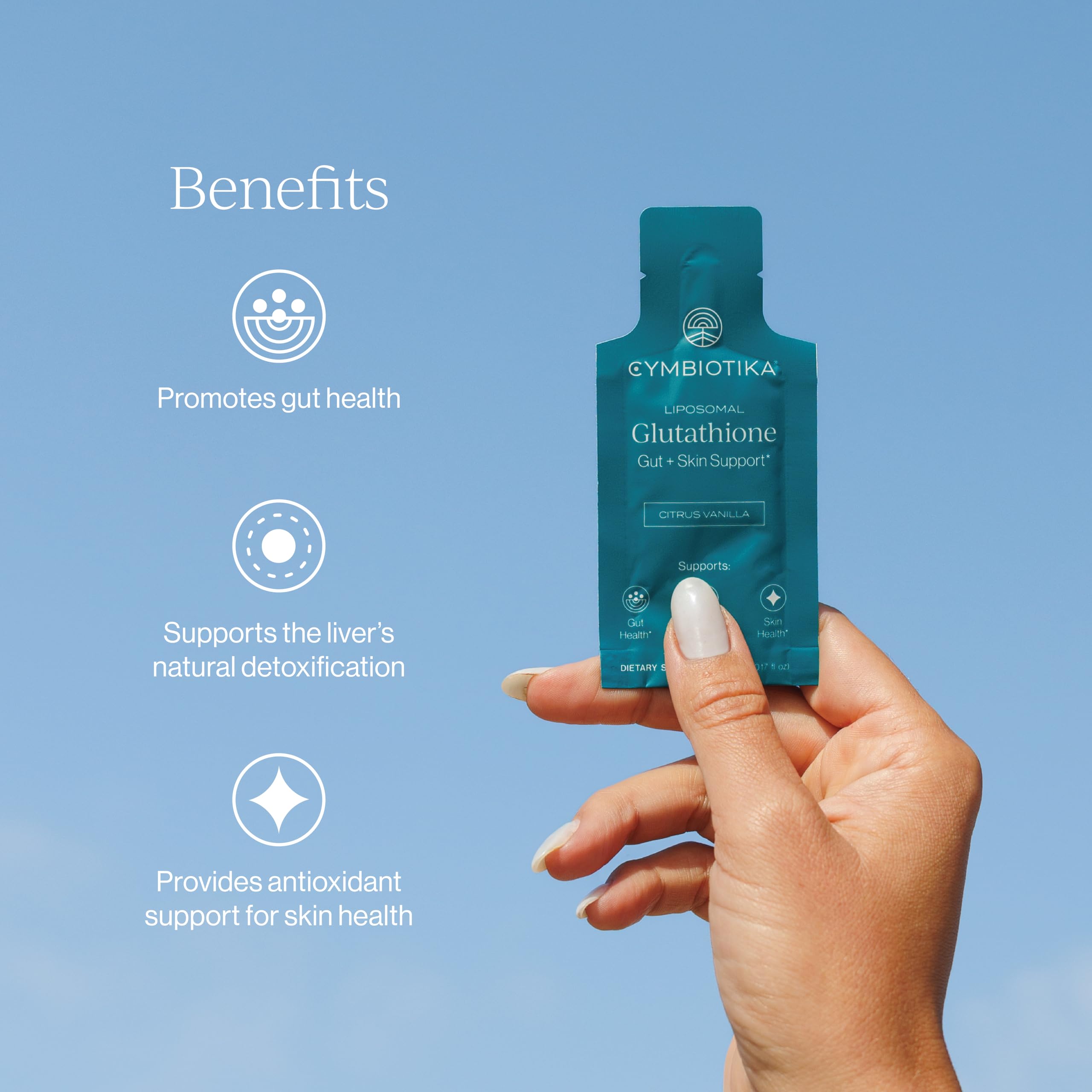 CYMBIOTIKA Glutathione liposomale avec PQQ-CoQ10, antioxydants pour la vitalité.