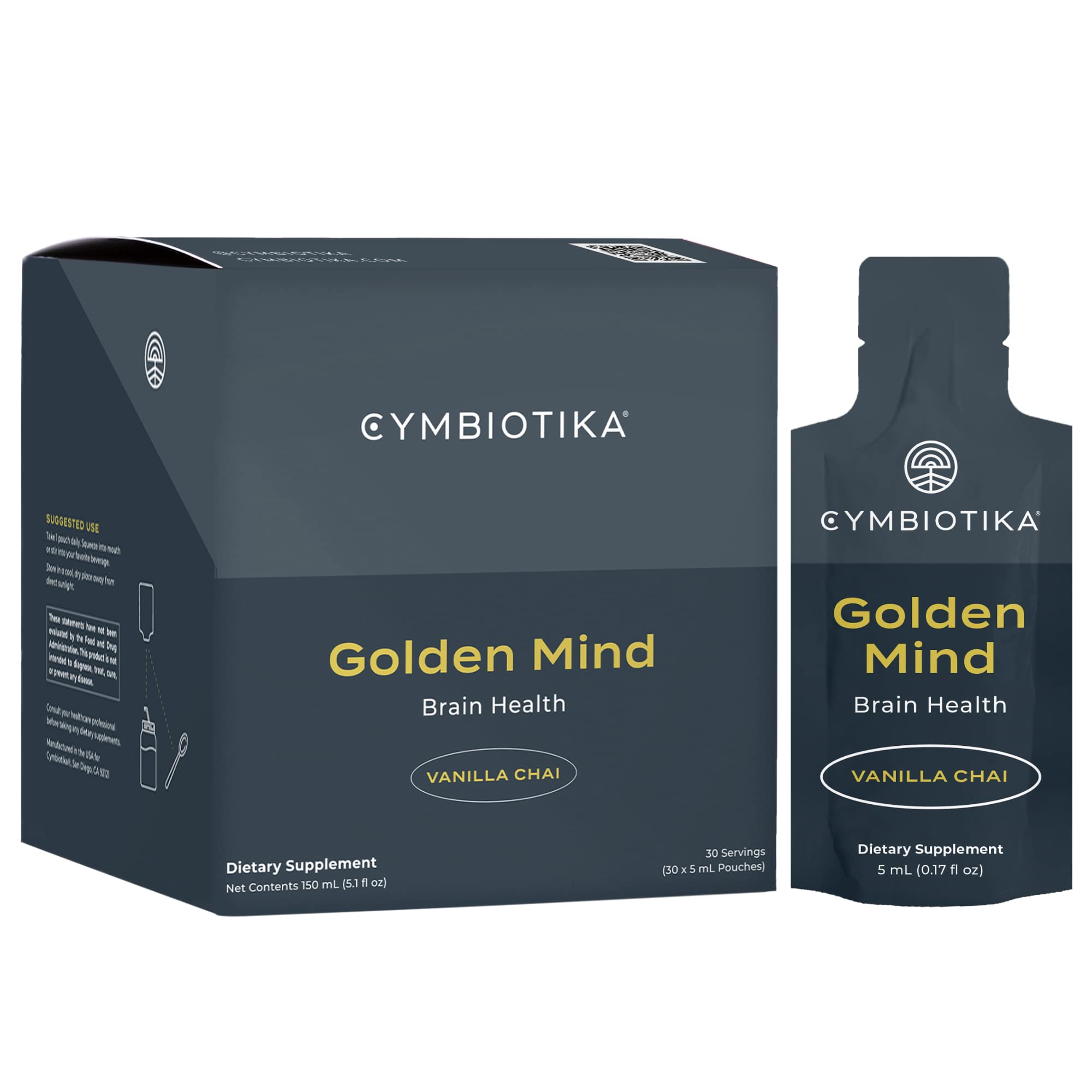 CYMBIOTIKA Golden Mind – sachets dans boîte, soutien concentration et clarté mentale.