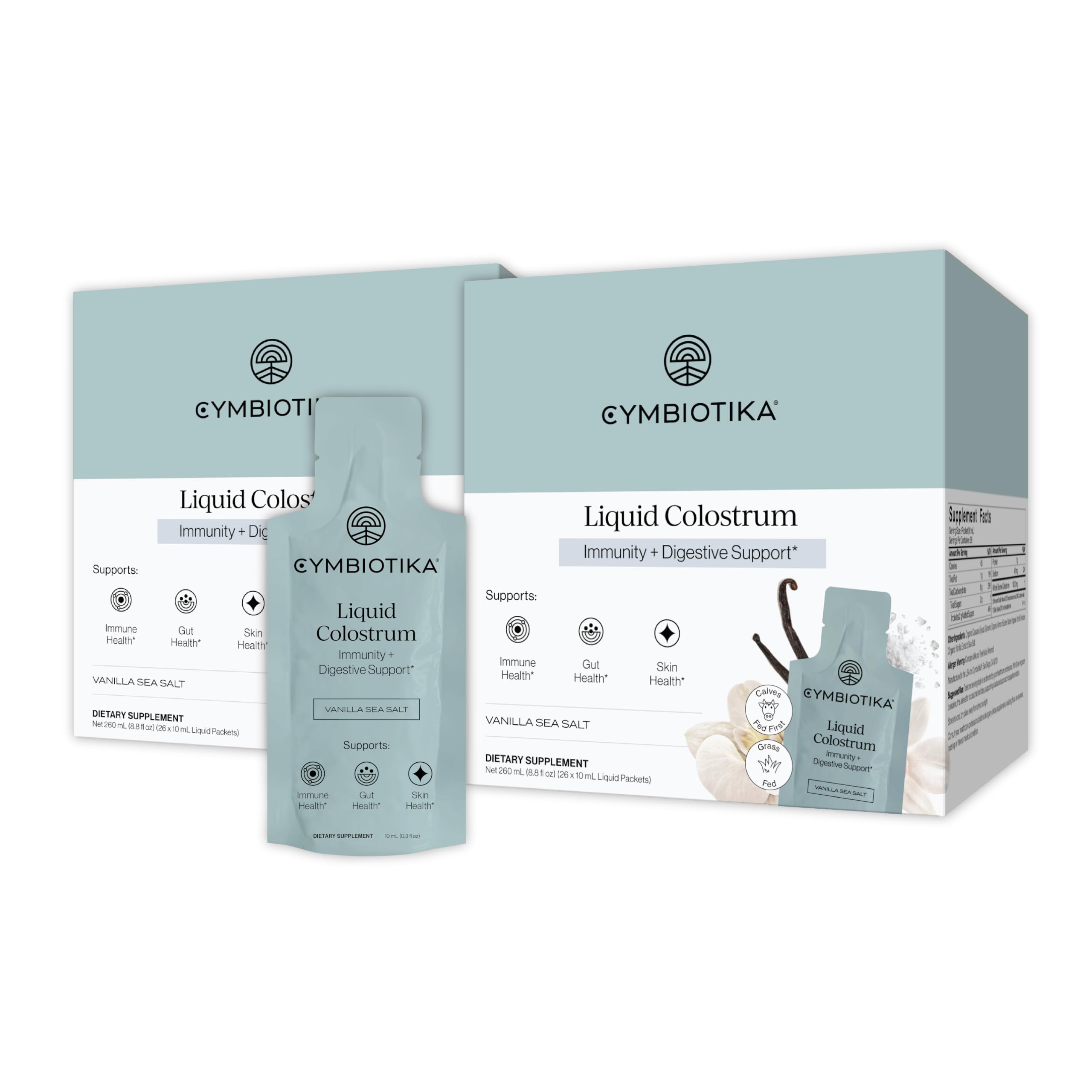 CYMBIOTIKA Liquide Colostrum — bouteille vanille-sel-mer, soutien potentiel à la digestion