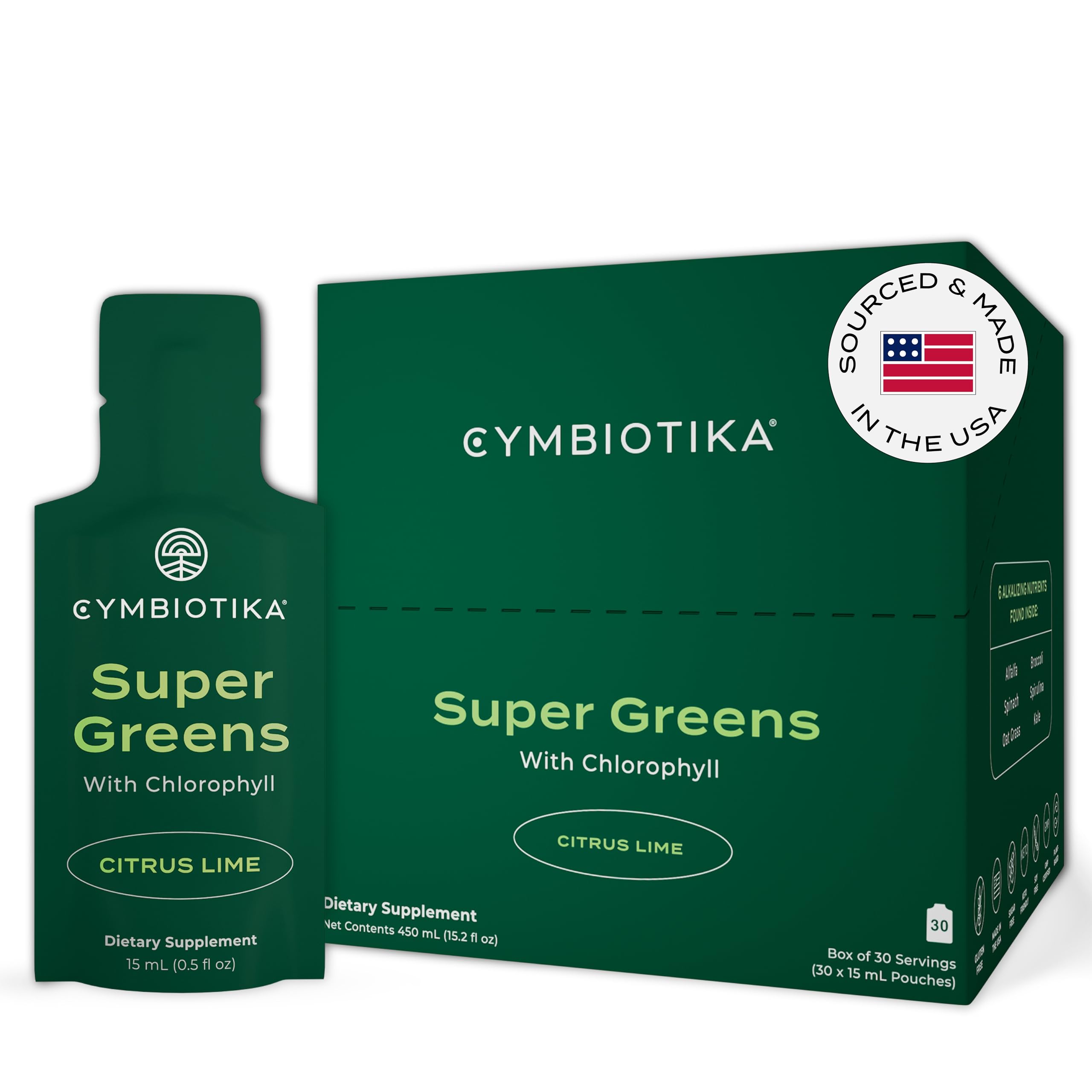CYMBIOTIKA Super Greens: pochette-citrus-lime pour démarrer l'énergie naturellement.