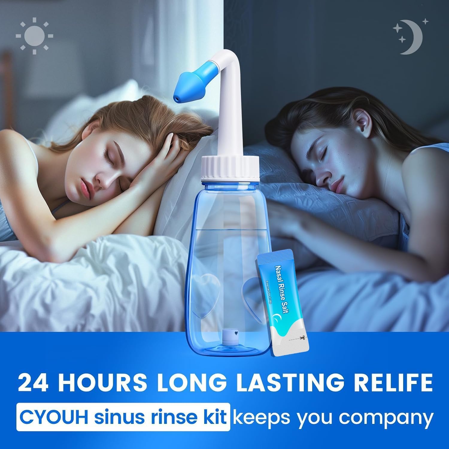 CYOUH Neti Pot avec bouchon étanche et matériel sûr pour long terme.