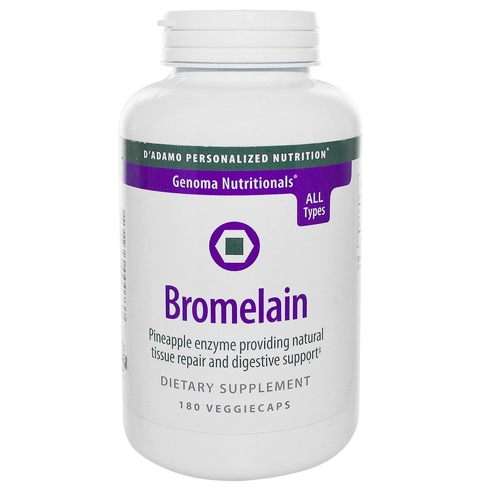 D'Adamo Bromélaïne, bouteille-180-capsules, soutien digestif potentiel après les repas.