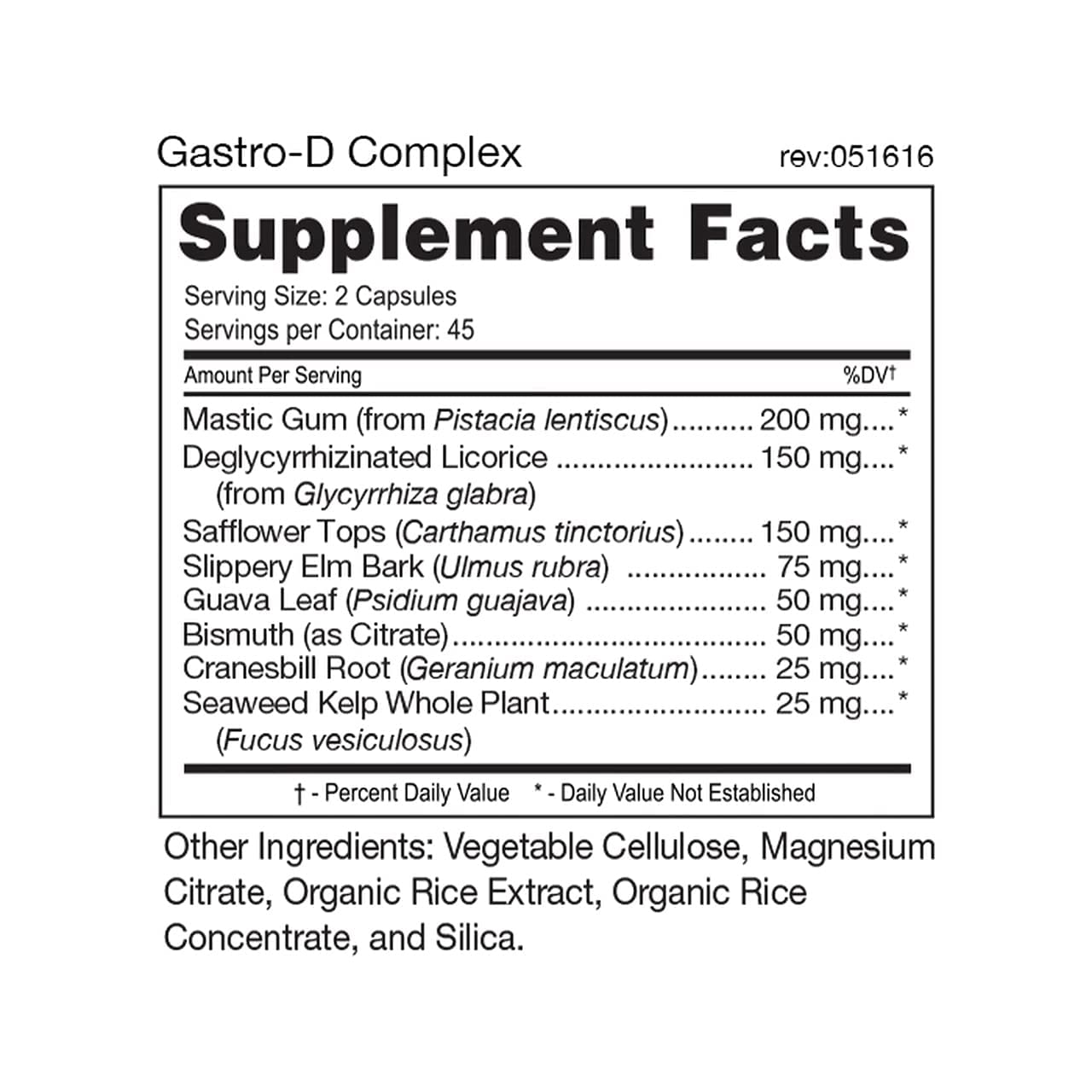 Capsules Gastro-D Complex de D'Adamo, soutien quotidien à la digestion.