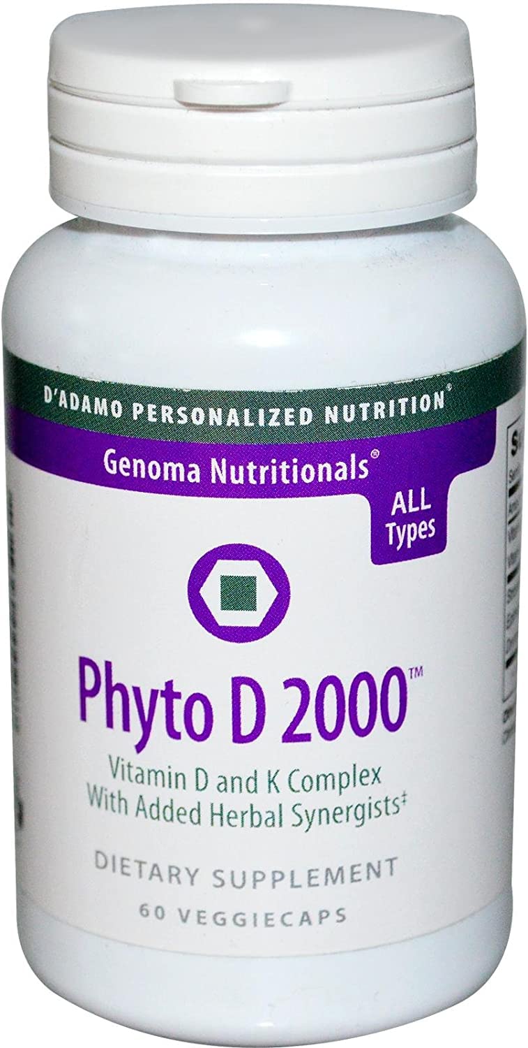 Gélules végétariennes Phyto D 2000 de D'Adamo pour soutien potentiel des os et du système immunitaire
