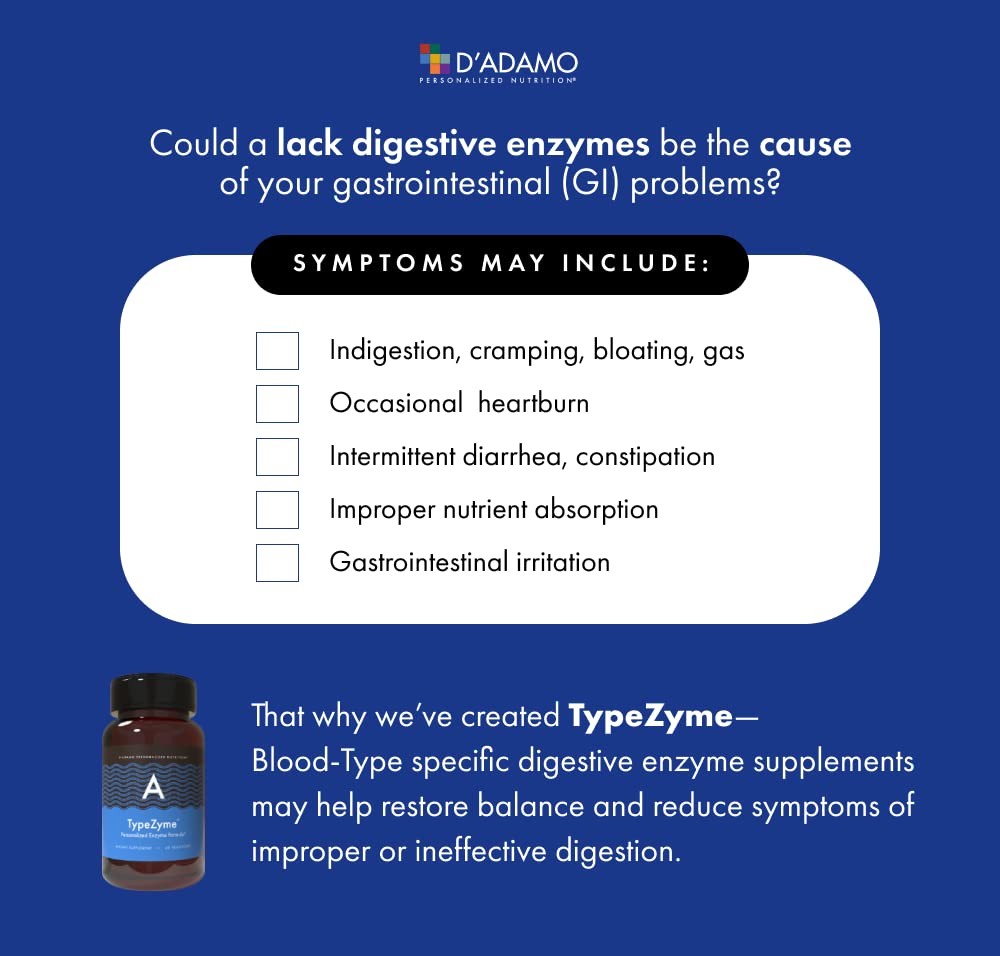 D'Adamo TypeZyme – packaging élégant et pratique pour une routine personnalisée.