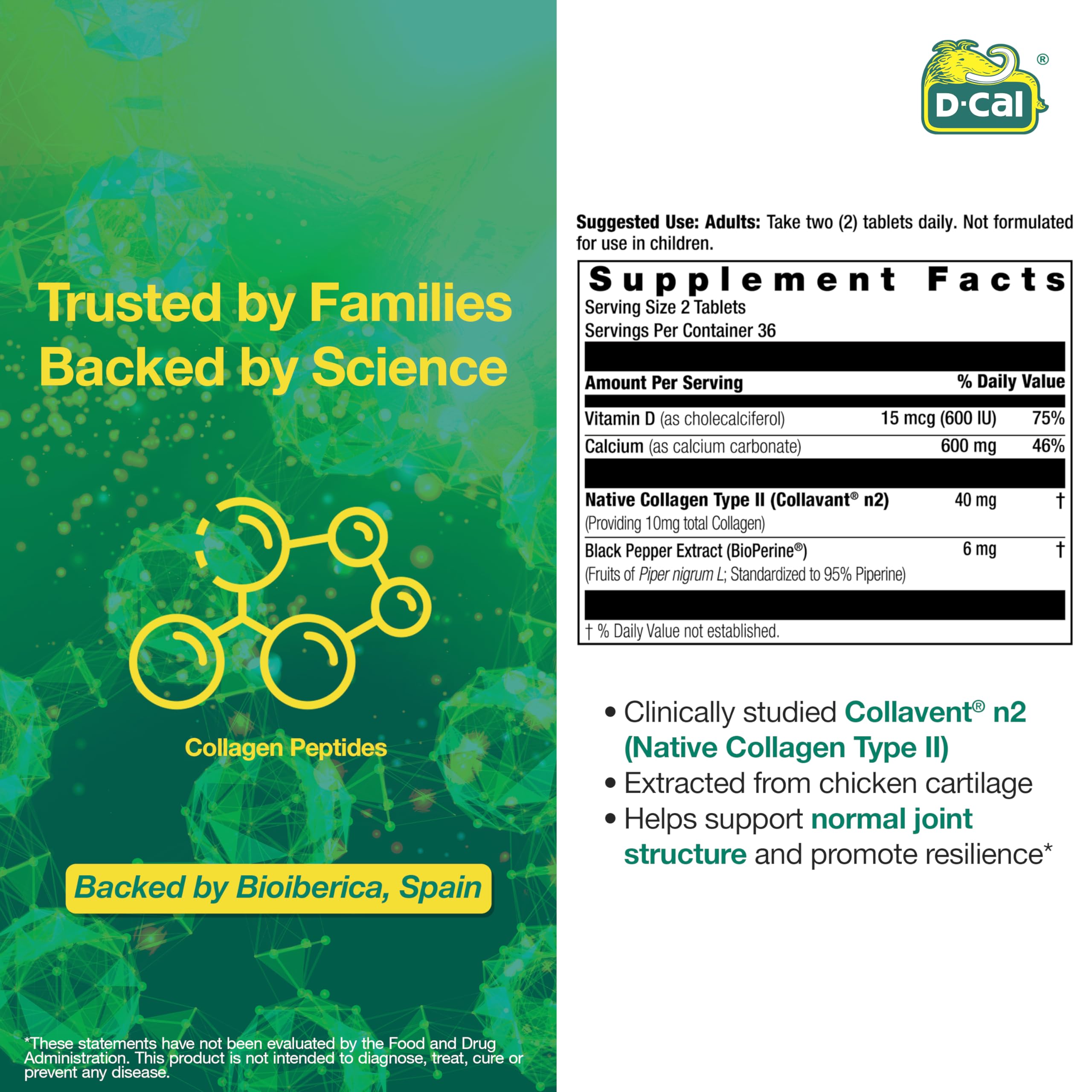 D-Cal Flex Calcium BioPerine: association favorisant l’absorption des nutriments.