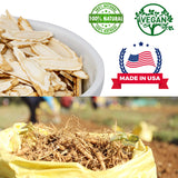 Zoom sur les tranches de ginseng DABC OAK LAND pour thé.