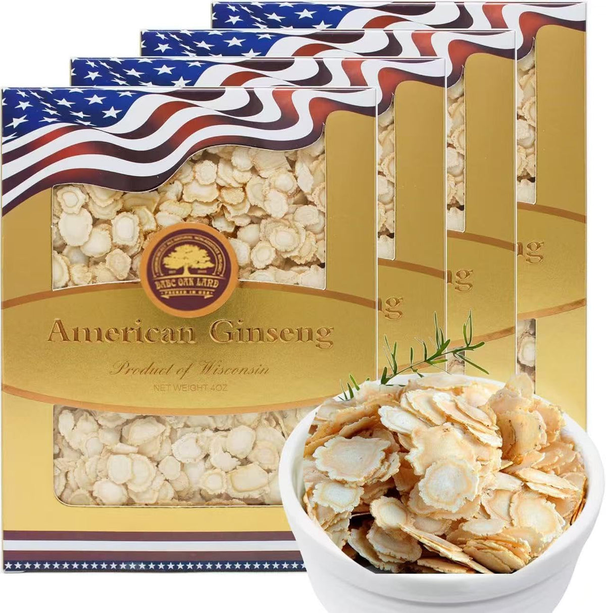 DABC OAK LAND – tranches ginseng Wisconsin, énergie naturelle et concentration.