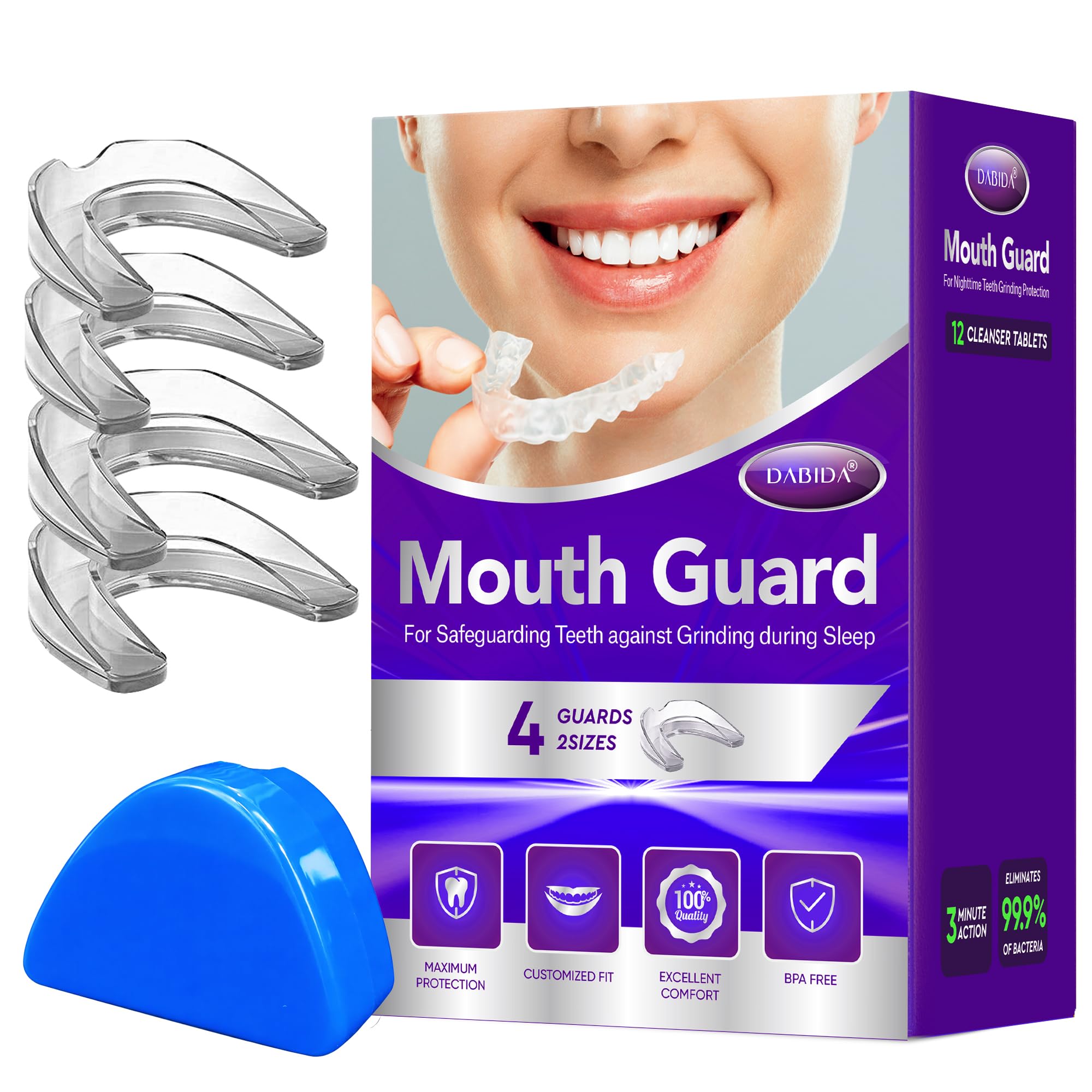 Gouttière dentaire DABIDA pour la nuit, réduction du grincement et protection des dents.