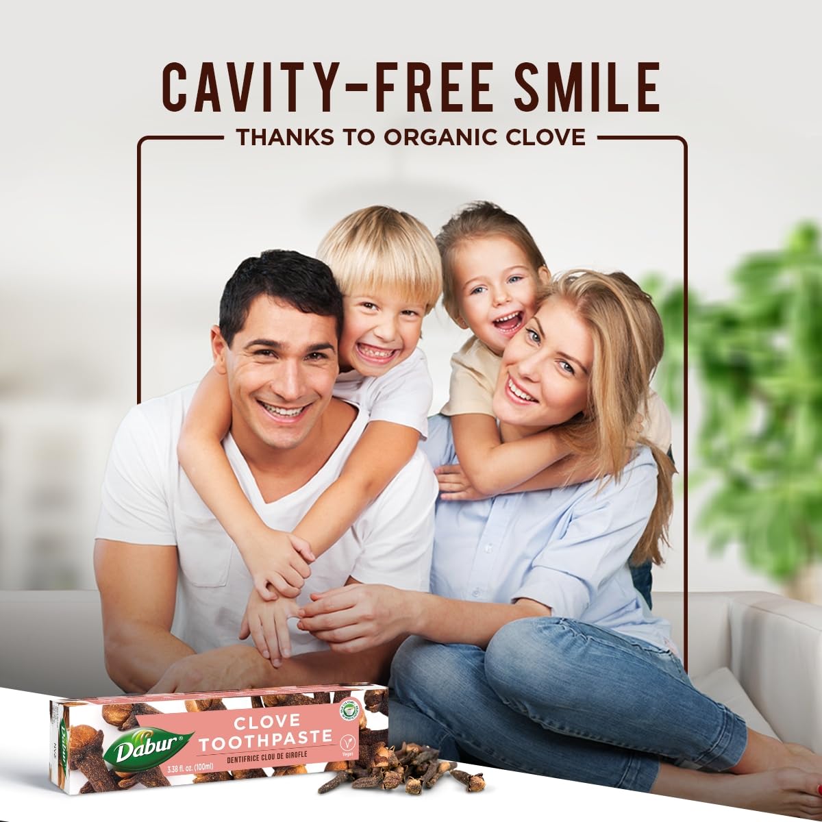 Dabur dentifrice neem, brosse vue, soutien à des gencives saines.