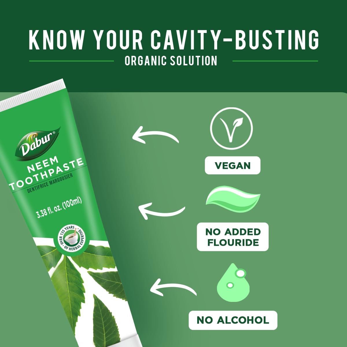 Dabur Dentifrice Herbal, moment de brossage quotidien pour une bouche fraîche.