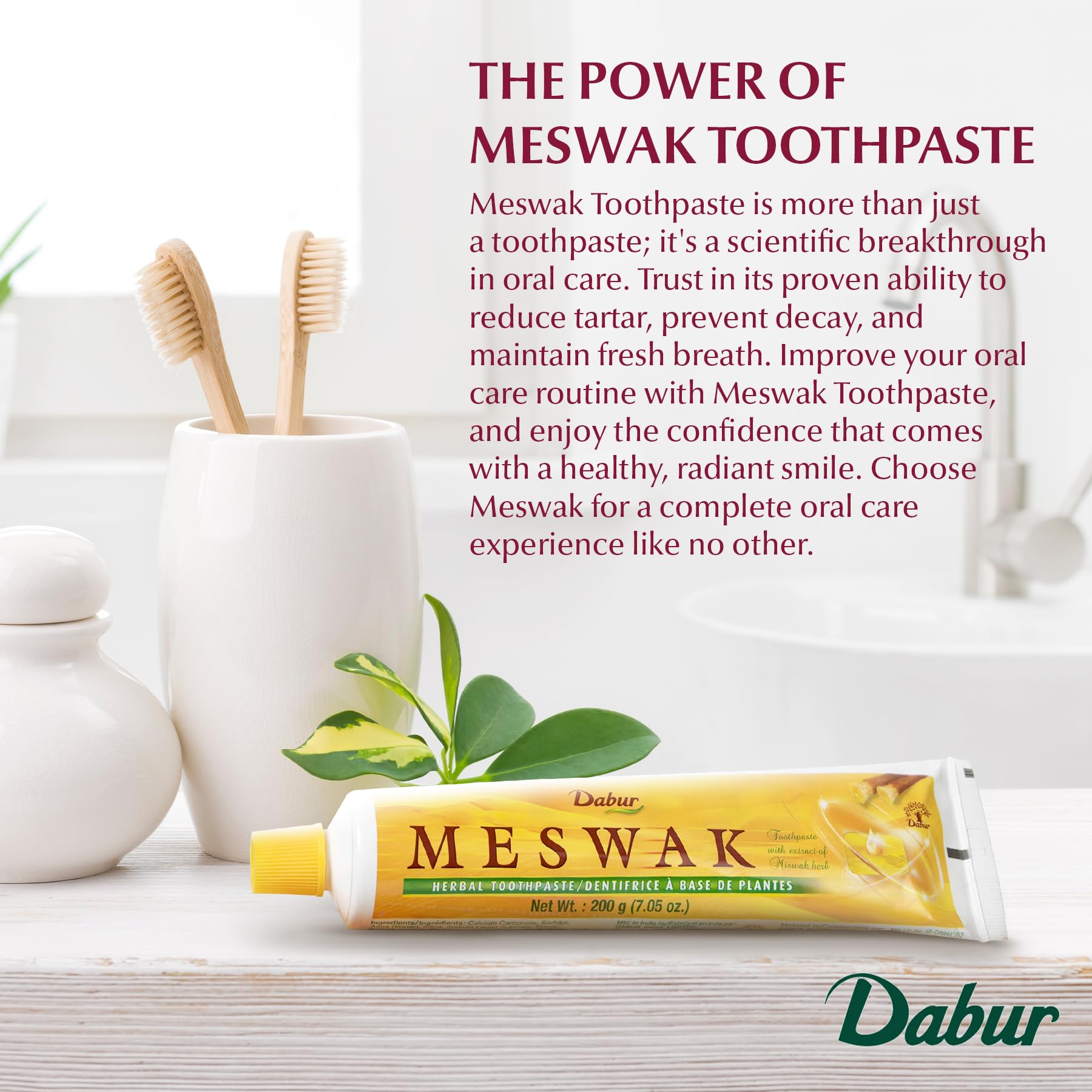 Bouche fraîche après le brossage avec Dabur Meswak.
