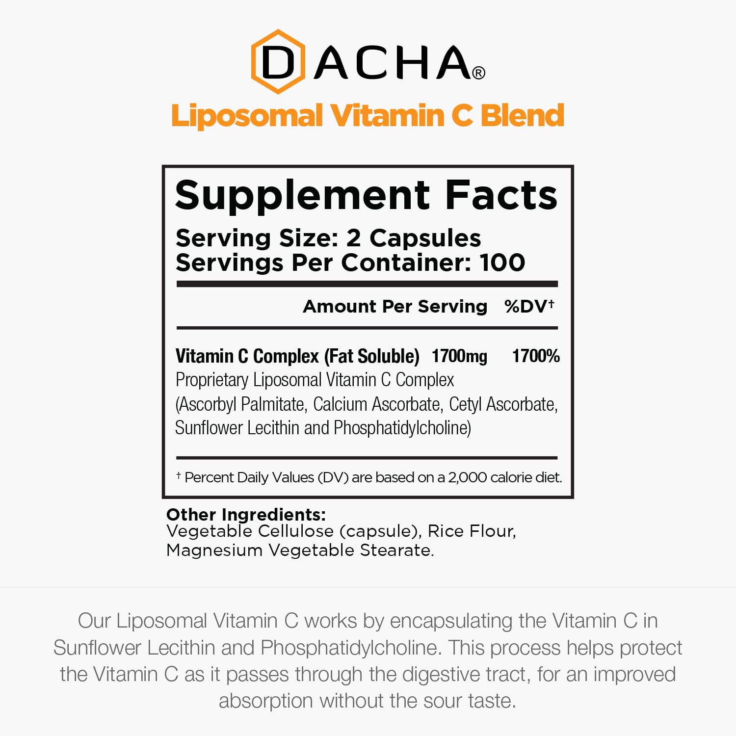 DACHA ester d'ascorbyl palmitate, forme liposomale vegan.