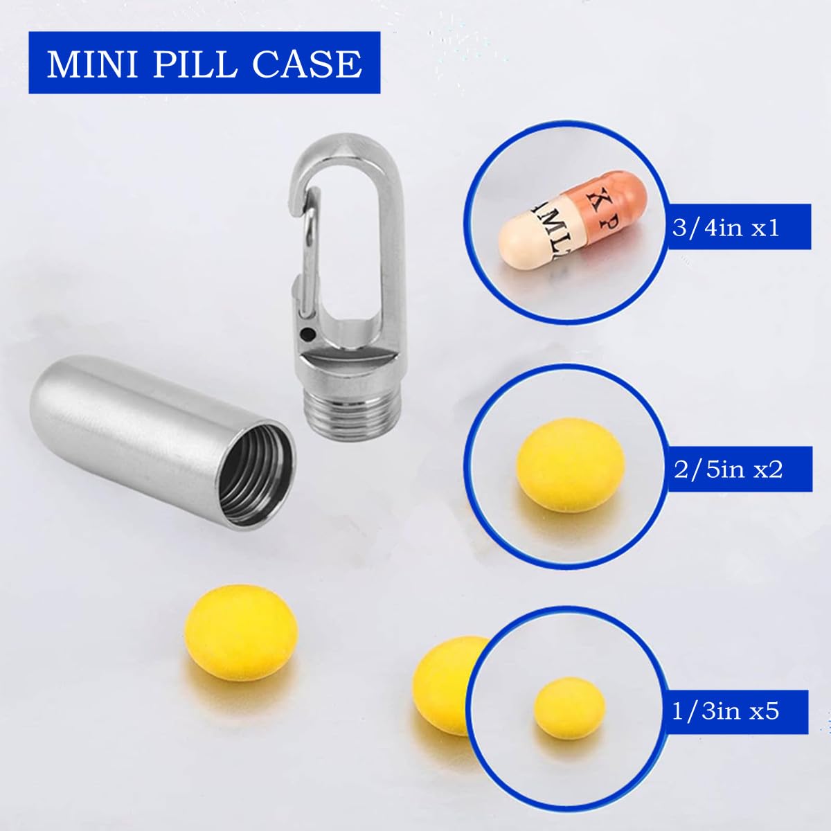 Dachangshund étui-pilules avec boucle-attache, fixation sûre sur poche ou sac.