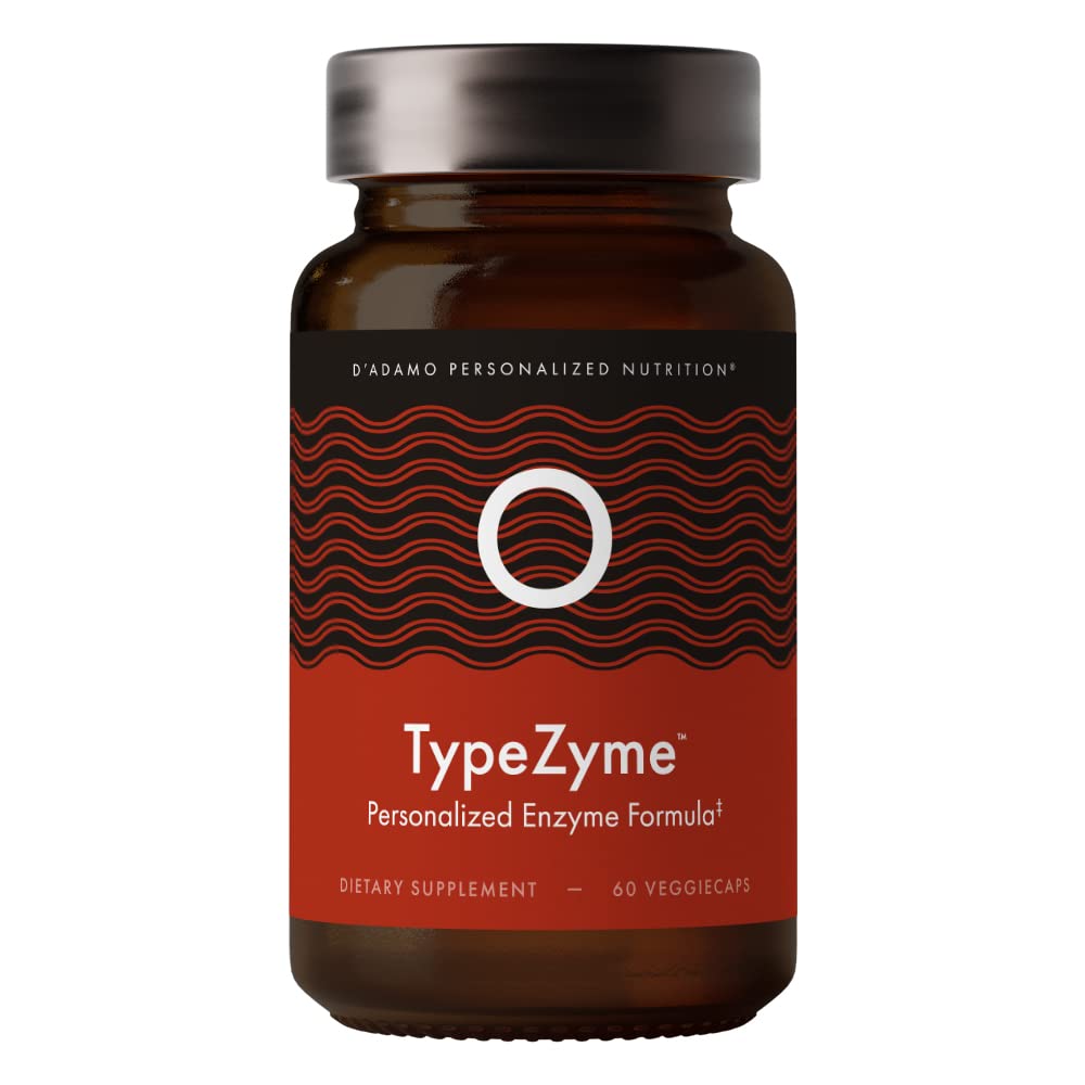 D'Adamo TypeZyme, bouteille digestive, soutient une digestion plus fluide et l'absorption des nutriments.