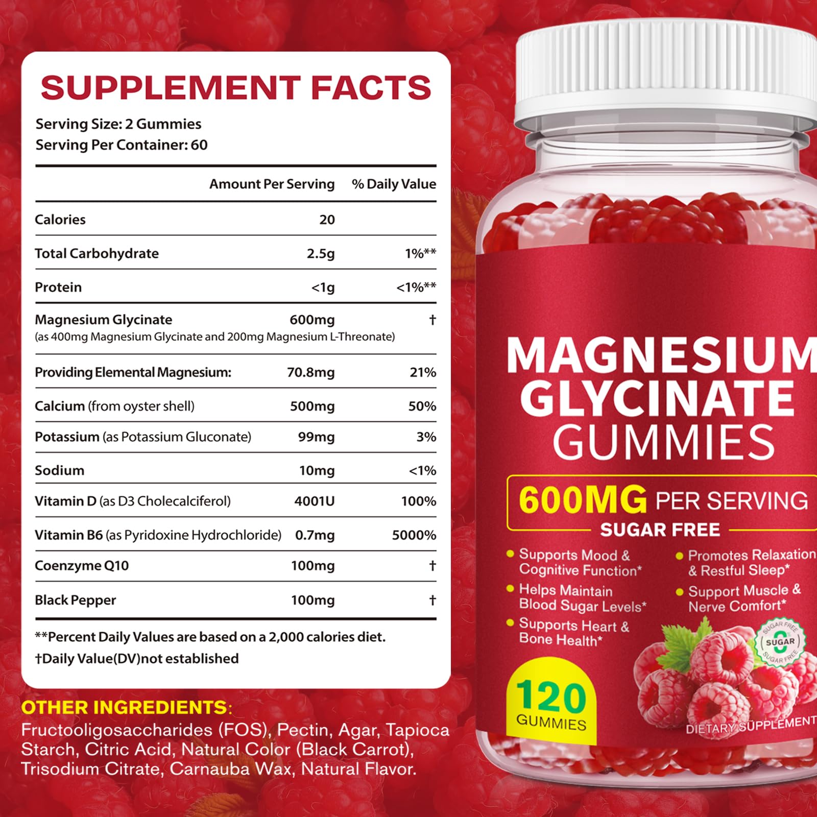 Gommes Daiasns au goût framboise naturelle, faciles à prendre.