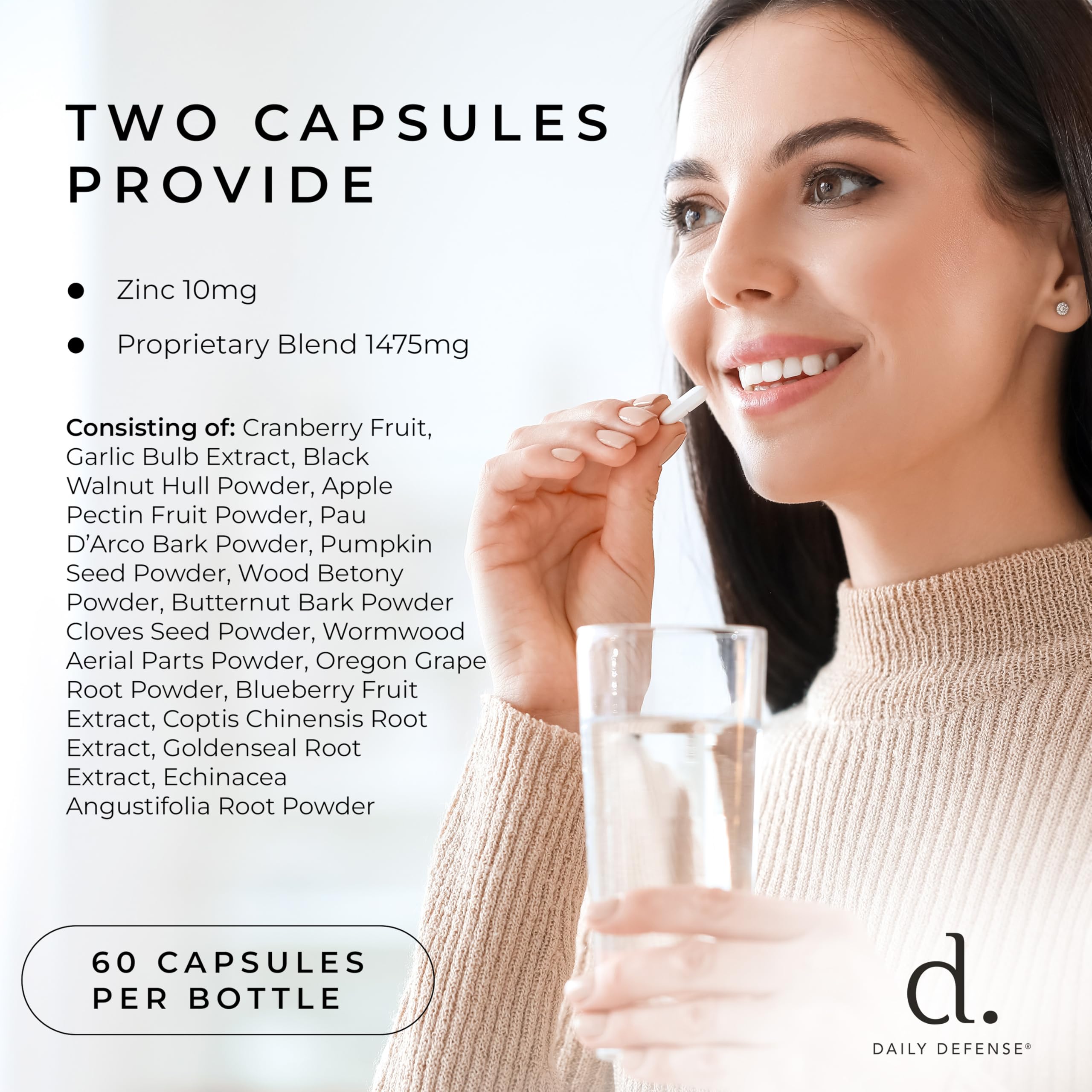 Daily Defense Detox: capsules détaillées pour une utilisation simple au quotidien.