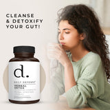Daily Defense Detox: étui et emballage montrant l’aspect pratique et recyclable.