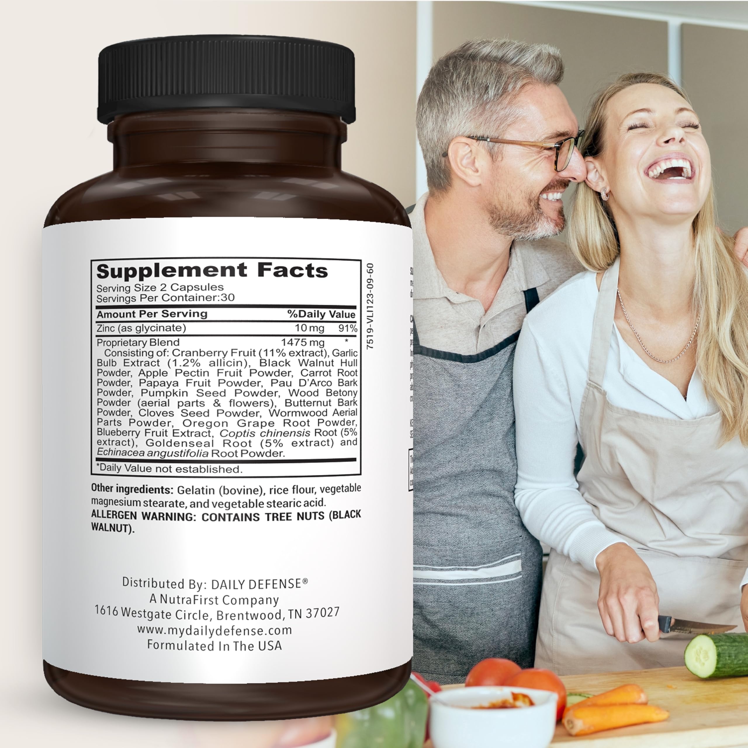 Daily Defense Detox: ingrédients clés visibles pour le confort digestif potentiel.