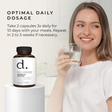 Daily Defense Detox: texture des capsules et profil de saveur neutre.