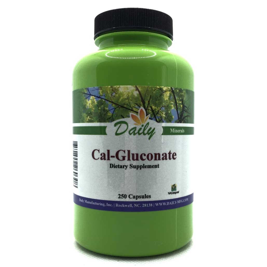 Daily Manufacturing Calcium Gluconate – bouteille verte visible, forme neutre et facilement assimilable.