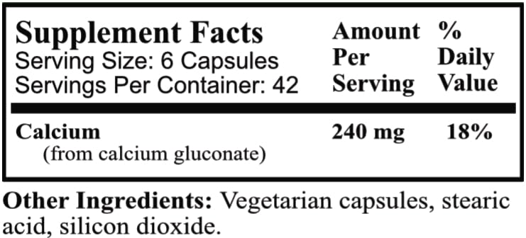 Daily Manufacturing Calcium Gluconate – capsules faciles à prendre, dosage clair de 240 mg par prise.