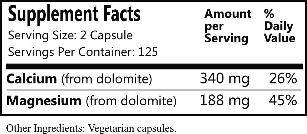Daily Manufacturing Dolomite : étiquette claire et ingrédients sans excipients