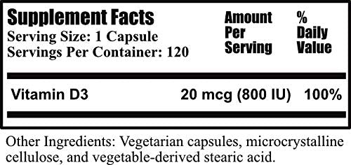 Daily Manufacturing Vitamin D3-800 non-OGM, capsule facile à avaler.