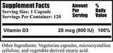 Daily Manufacturing Vitamin D3-800 non-OGM, capsule facile à avaler.