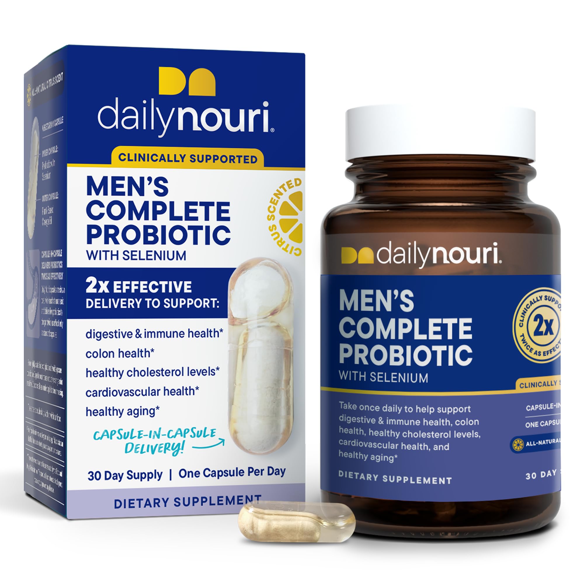 Daily Nouri Probiotique pour hommes — bouteille digestion et immunité, soutien quotidien du bien etre intestinal