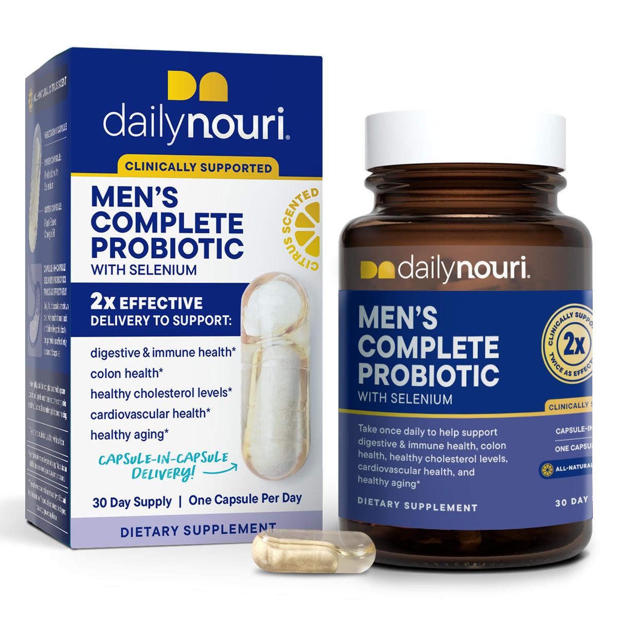 Daily Nouri Probiotique pour hommes — bouteille digestion et immunité, soutien quotidien du bien etre intestinal