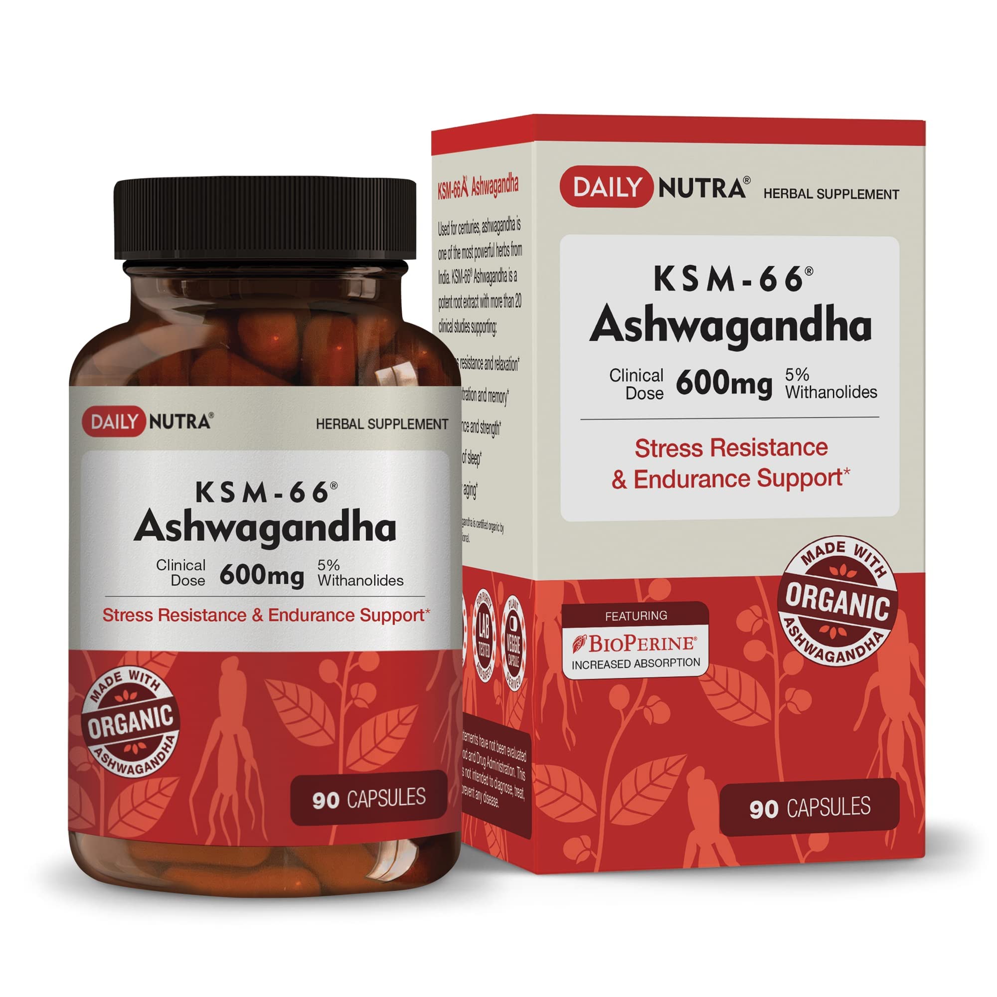 DailyNutra KSM-66 Ashwagandha – Bouteille: soutien potentiel à la relaxation et énergie quotidienne