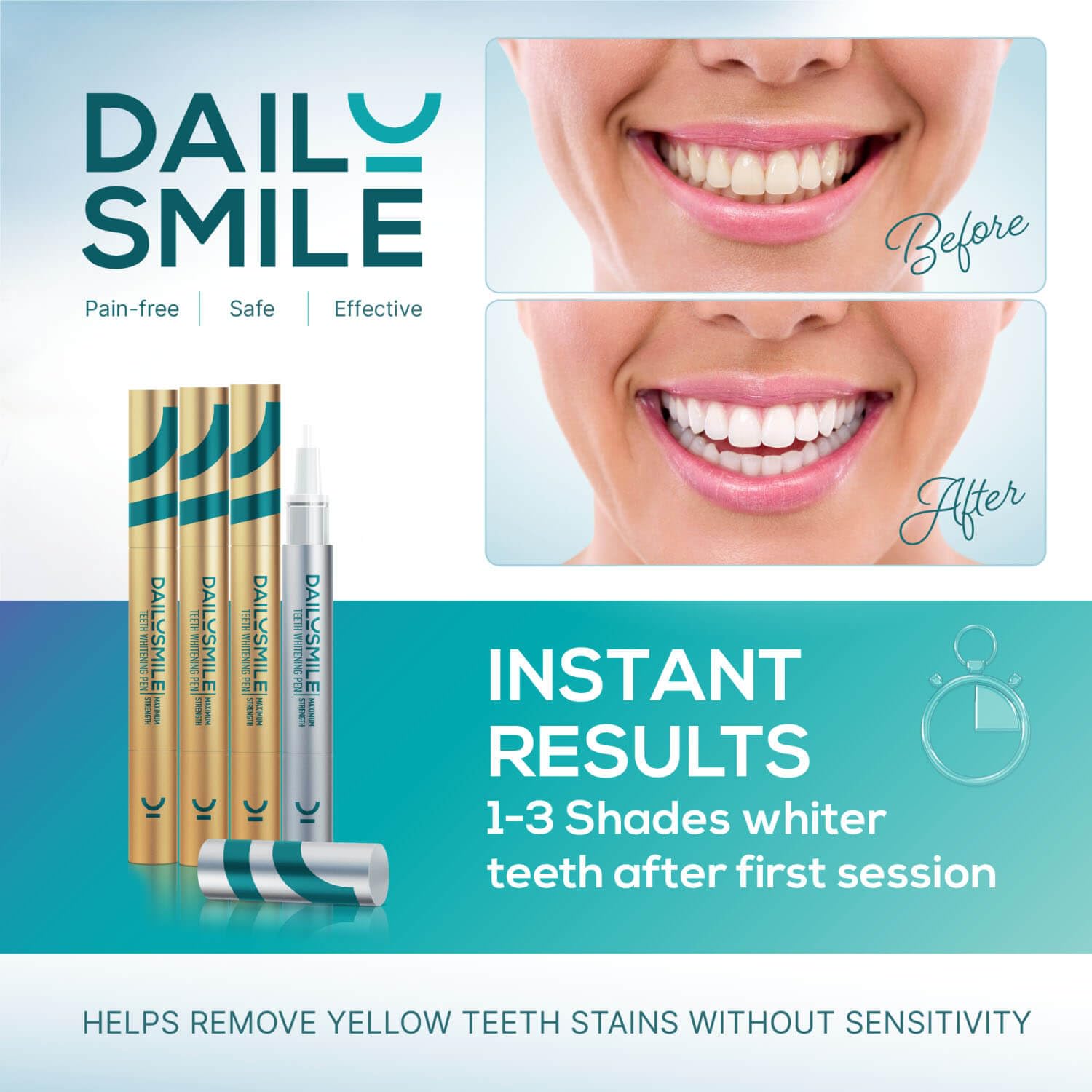 DailySmile gel-blanchiment-regular, gel blanchissant efficace sur les taches quotidiennes.