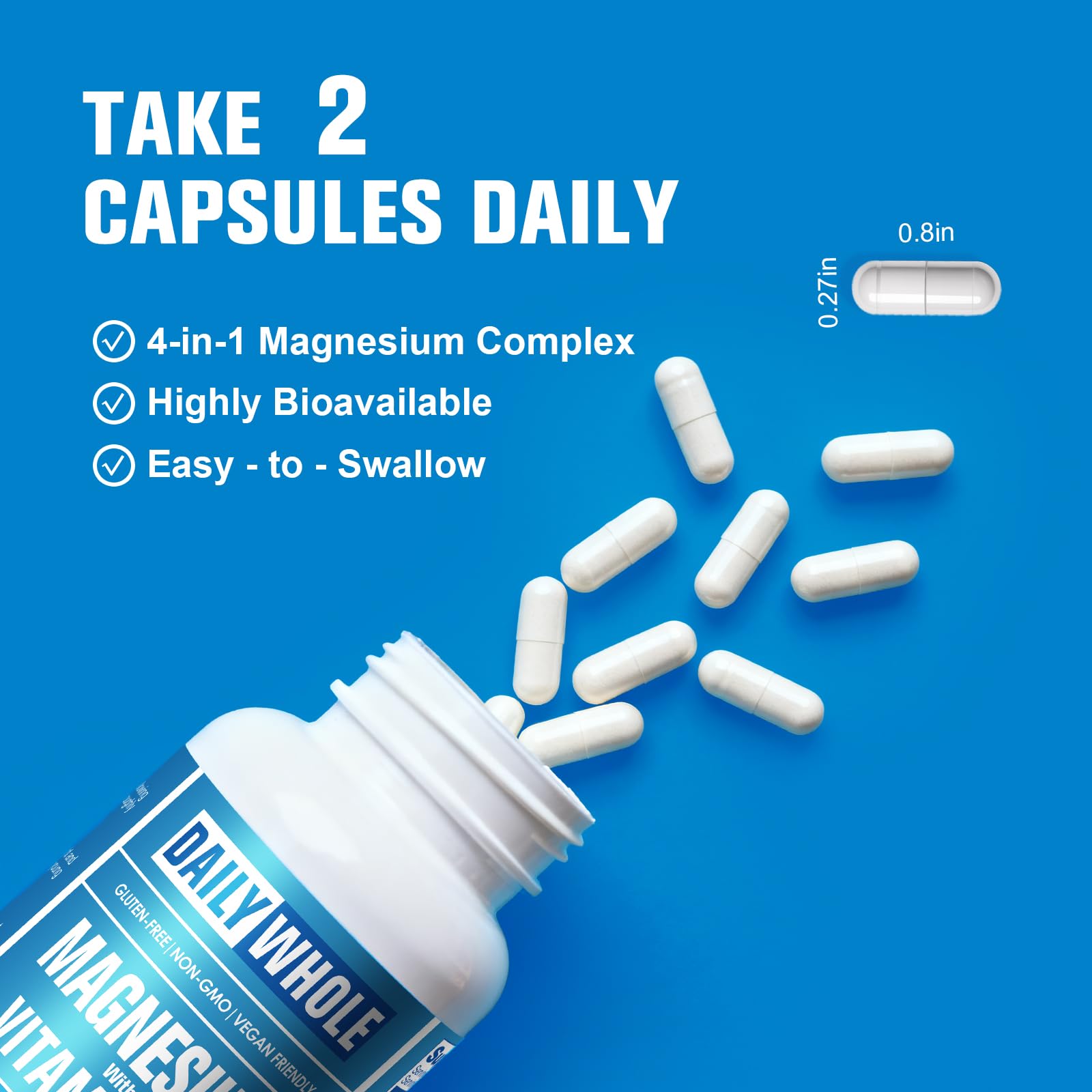 DailyWhole Magnésium Glycinate 4-en-1 – absorption optimale grâce au mélange 4-en-1.